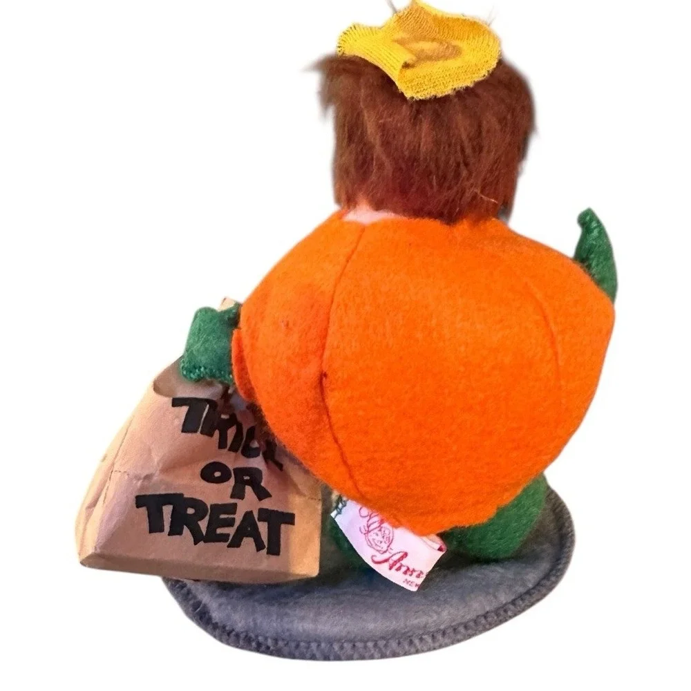 Vintage Annalee Doll 1990 Pumpkin Boy Trick Or Treat Halloween 7 Inch
